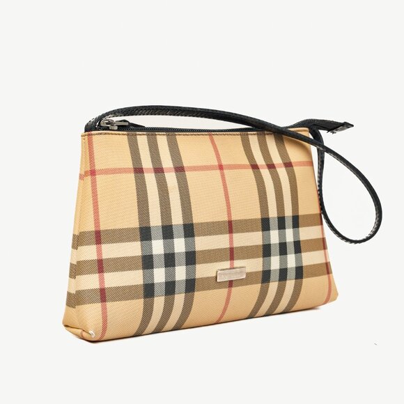 Burberry House Check Coated Canvas Leather-Trim Pouch - Picture 2 of 10